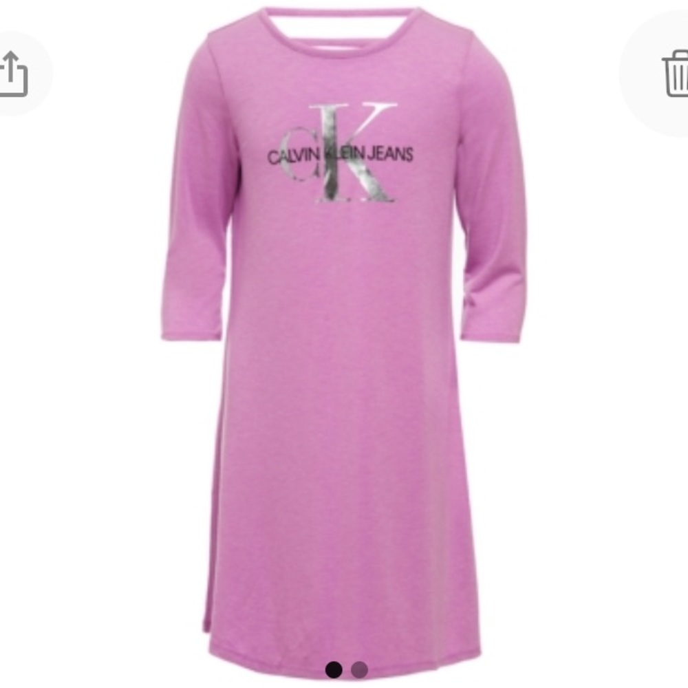 NEW Calvin Klein Metallic Logo Girls Casual Dress, Size Medium, Purple